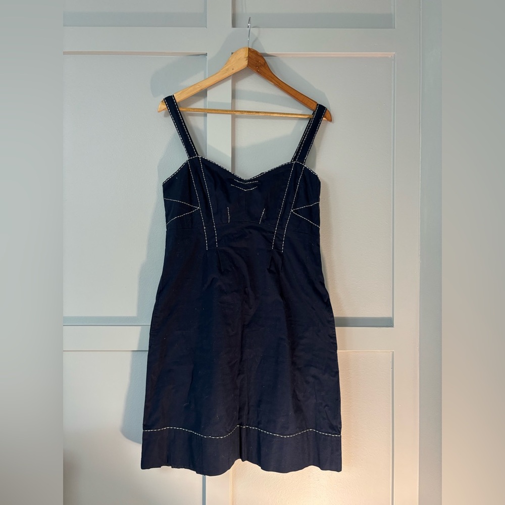 Navy Blue Cotton Dress - Picture 2 of 10